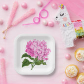 Antiek roze Hydrangea Blossom Papieren Bordje (Feest)