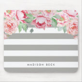 Antiek roze pony en Greige Taupe Stripe Muismat (Voorkant)