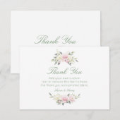 Antiek roze roze dank je kaarten (Voorkant / Achterkant)