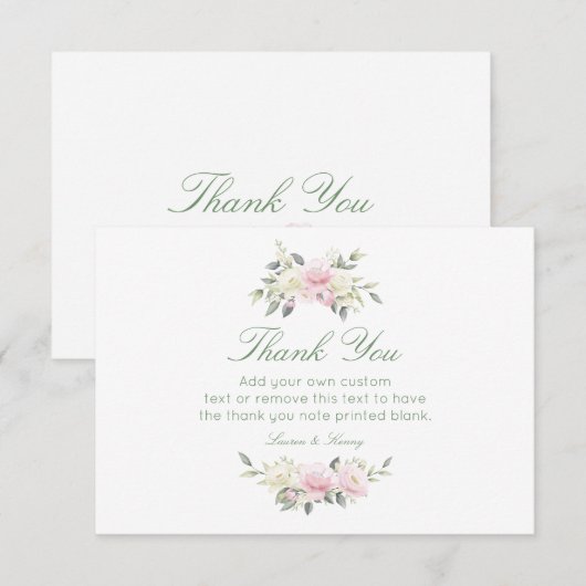 Antiek roze roze dank je kaarten (Voorkant / Achterkant)