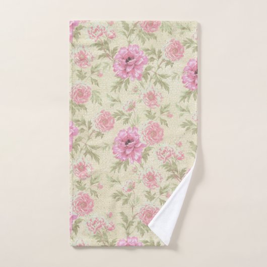 Antiek Roze Roze Floral botanisch Handdoek (Handdoek)