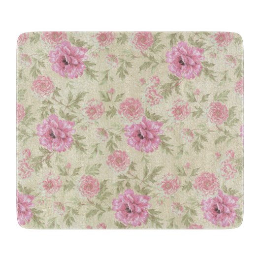  Antiek Roze Roze Floral botanisch Snijplank (Voorkant)