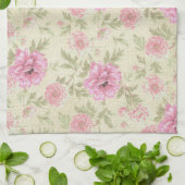  Antiek Roze Roze Floral botanisch Theedoek (Gevouwen)