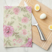  Antiek Roze Roze Floral botanisch Theedoek (Quarter Fold)