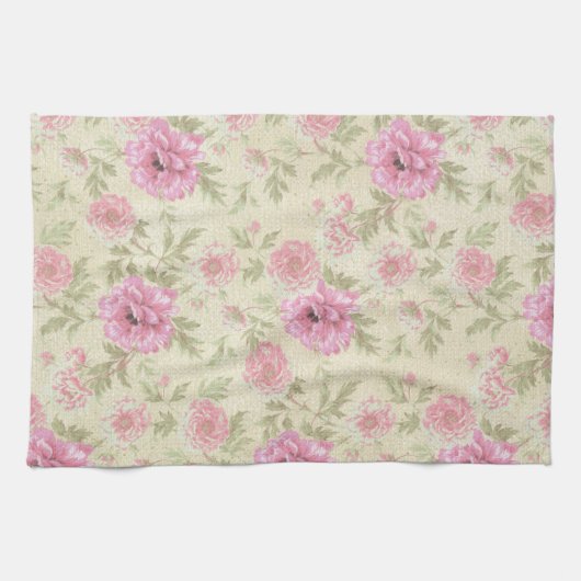  Antiek Roze Roze Floral botanisch Theedoek (Horizontaal)