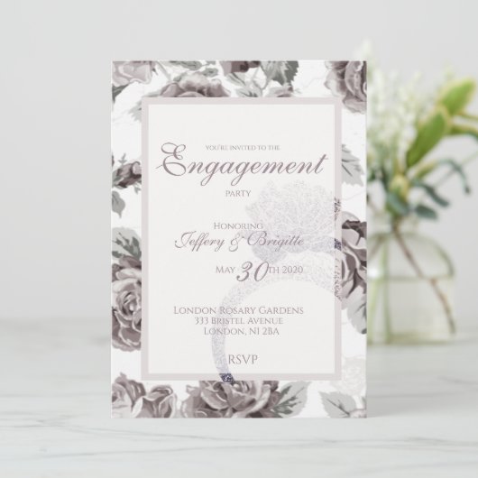 Antiek roze roze roze verlovingspartij aankondiging (Staand voorkant)