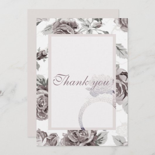 Antiek roze roze roze verlovingspartij bedankkaart (Voorkant / Achterkant)