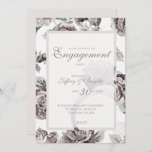 Antiek roze roze roze verlovingspartij kondigt aan aankondiging (Voorkant / Achterkant)