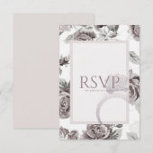 Antiek roze roze roze verlovingspartij RSVP kaartje (Voorkant / Achterkant)