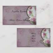 Antiek roze roze theebeker op het Visitekaartje Ma (Voorkant / Achterkant)