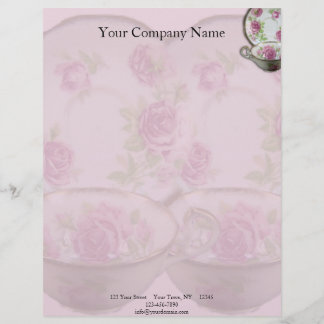 Antiek roze roze theebekertje op de Mauve Custom Briefhoofd