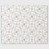 Antiek  roze rozen en goudzonden cadeaupapier (Vlak)