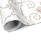 Antiek  roze rozen en goudzonden cadeaupapier (Rol Hoek)