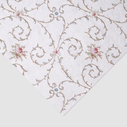 Antiek  roze rozen en goudzonden tissuepapier (Detail)