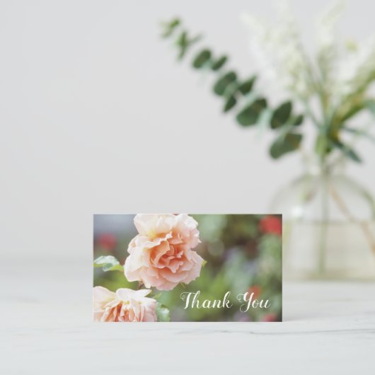 Antiek roze rozen Floral Dank je Roos Garden Visitekaartje (Staand voorkant)