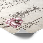 Antiek roze rozen  huwelijkscertificaat poster (Hoek)