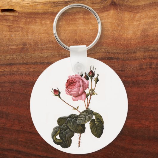Antiek roze Rozen in Bloom Sleutelhanger (Voorkant)