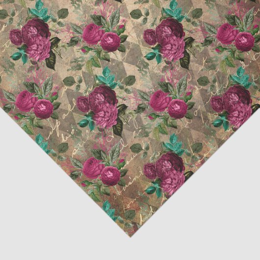 Antiek roze rozen tissuepapier (Detail)