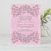 Antiek roze rozen uitnodiging tot huwelijk (Staand voorkant)