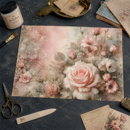 Antiek Roze Rozenboeket Decoupage Tissuepapier