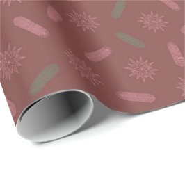 Antiek Roze Sterren en Boombrunches Cadeaupapier