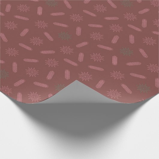 Antiek Roze Sterren en Boombrunches Cadeaupapier (Hoek)