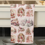 Antiek Roze Victoriaans Kerst Keuken Handdoek<br><div class="desc">Antiek Roze Victoriaans Kerst Keuken Handdoek - Deze mooie en unieke vakantie keukendoek heeft een delicate naadloze patroonontwerp van zacht blozend roze, ivoor, crème, roos en wit kieskeurig antiek Victoriaans Era ephemera Kerst thema illustraties van weleer, op een vage poederroze achtergrond. Grafische afbeeldingen zijn onder andere Sinterklaas, wintersneeuwlandschappen, een locomotieftrein,...</div>