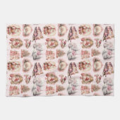 Antiek Roze Victoriaans Kerst Keuken Handdoek (Horizontaal)