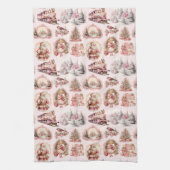 Antiek Roze Victoriaans Kerst Keuken Handdoek (Verticaal)