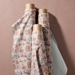 Antiek Roze Victoriaans Vintage Kerststof Stof