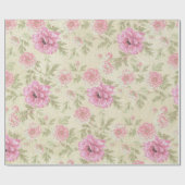  Antiek roze Waterverf Floral botanisch Cadeaupapier (Vlak)