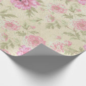 Antiek roze Waterverf Floral botanisch Cadeaupapier (Hoek)