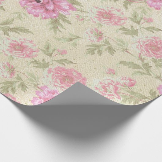 Antiek roze Waterverf Floral botanisch Cadeaupapier (Hoek)