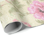  Antiek roze Waterverf Floral botanisch Cadeaupapier (Rol Hoek)