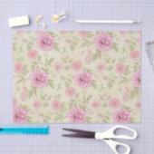 Antiek roze Waterverf Floral botanisch Tissuepapier (Craft)