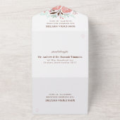 Antiek Roze Waterverf Rozen Bruiloft All In One Uitnodiging (Buitenkant)