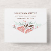 Antiek Roze Waterverf Rozen Bruiloft All In One Uitnodiging (Achterkant)