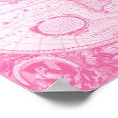 Antiek roze wereld poster (Hoek)