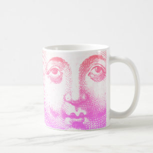 Antiek  Roze Zon Gezicht Koffiemok