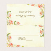 Antiek Rozen 3,5 inch x 2 inch gevouwen plaatskaar Kaart (Buitenkant ongevouwen)