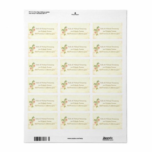 Antiek Rozen Adresetiketten 2.375 x 1.25 Etiket (Full Sheet)