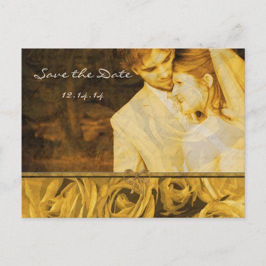 Antiek Rozen Bewaar de datum met uw foto's Aankondigingskaart (Voorkant)