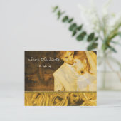 Antiek Rozen Bewaar de datum met uw foto's Aankondigingskaart (Staand voorkant)