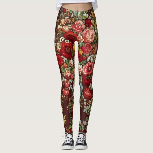Antiek Rozen Bloem  Tuin Classic Design Leggings (Voorkant)