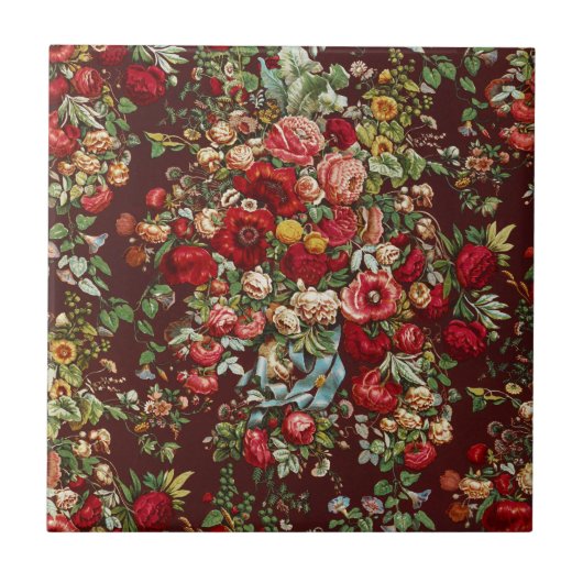 Antiek Rozen Bloem  Tuin Classic Design Tegeltje (Voorkant)