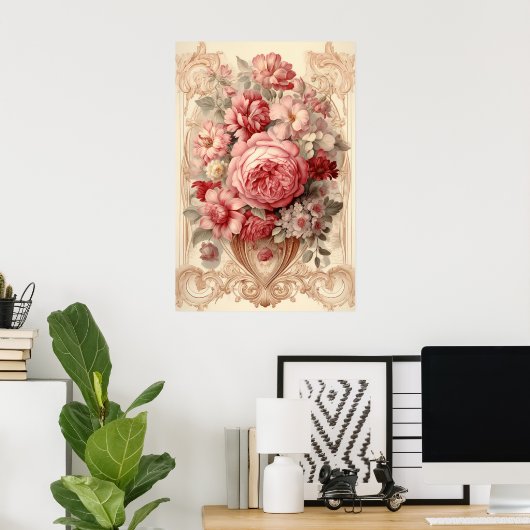 Antiek Rozen Bloemen AI Schilderij Poster (Thuiskantoor)