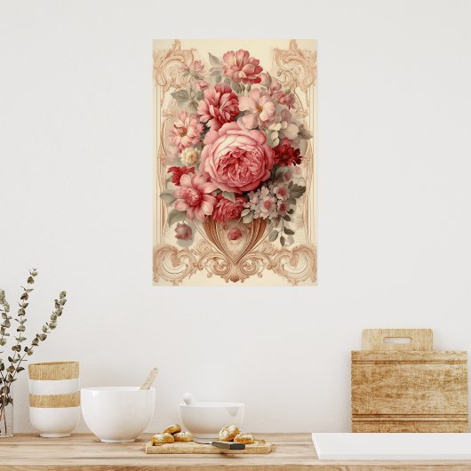 Antiek Rozen Bloemen AI Schilderij Poster (Keuken)
