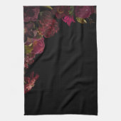 Antiek Rozen bloemen op zwart Theedoek (Verticaal)
