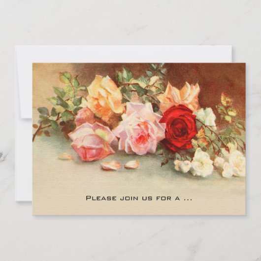 Antiek Rozen Bloemen  Vrijgezellenfeest Kaart (Voorkant)