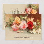 Antiek Rozen Bloemen  Vrijgezellenfeest Kaart (Voorkant / Achterkant)